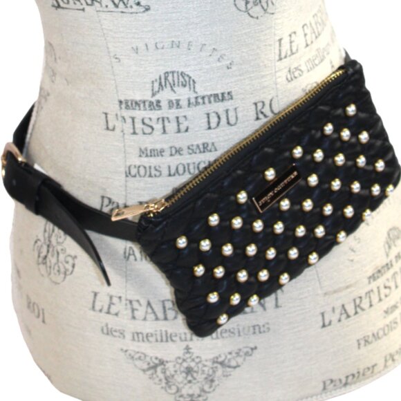 Juicy Couture Black Eco Leather Pearl Embellished Hands Free Waist Belt … - Picture 3 of 5